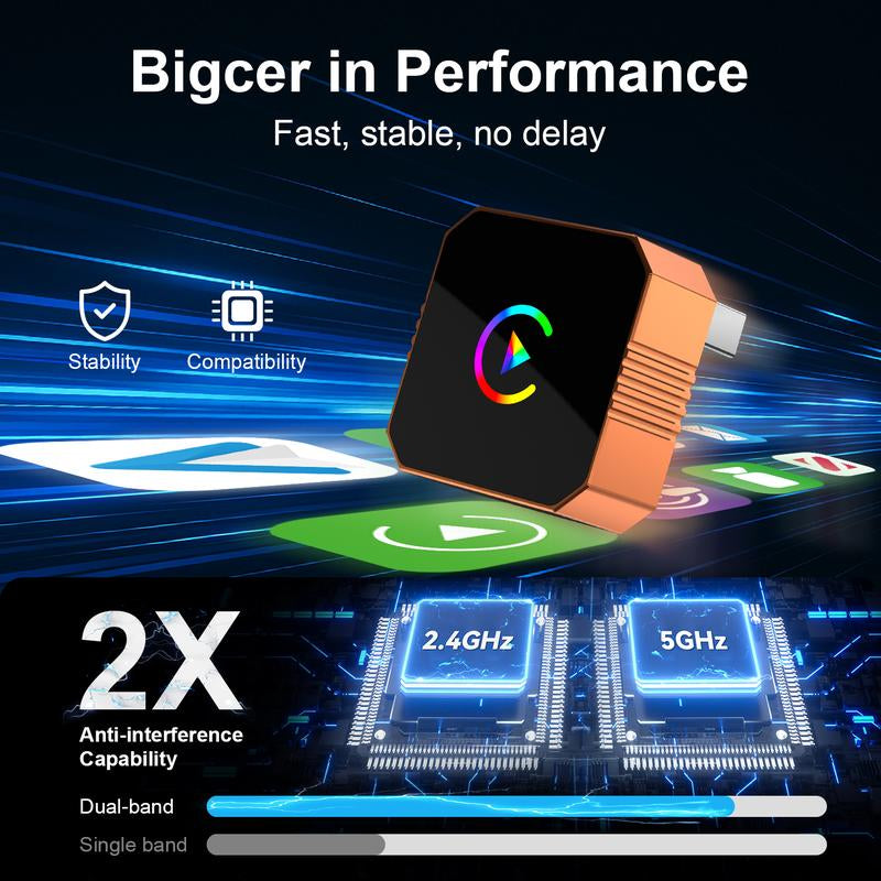 [Christmas Picks with Carplay] Aimoon Mini Orange Blue Silver Cube Pro 3.0 Wireless Carplay & Android Auto Adapter 2026– Plug & Play, Fast Auto-Reconnect