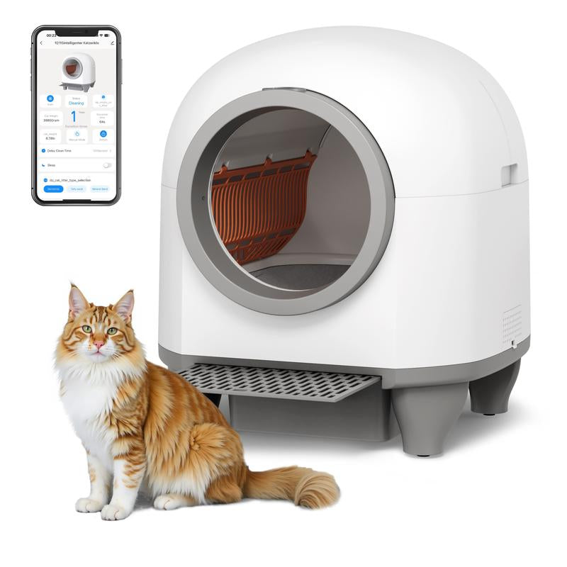 Warcat Smart Low-Noise Auto-Cleaning Litter Box 90L Self Cleaning Cat Litter Box App-Controlled via 2.4G Wifi with 10 Smart Sensors, Safety Protection, Easy Maintenance, Easy Setup & Clean Tiktokshopblackfriday