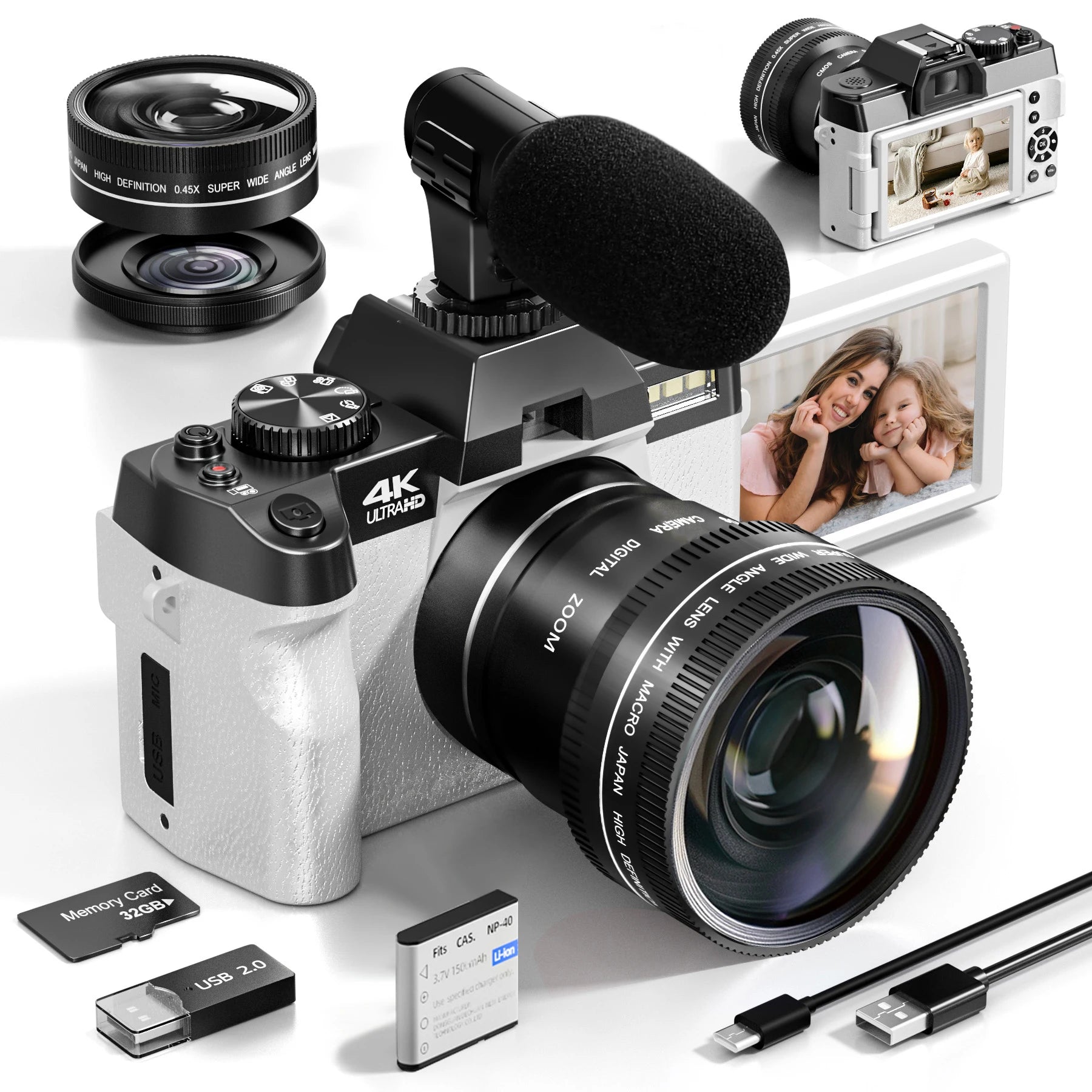 Compact Digital Photography Camera 4K WIFI Web Cam Vintage Vlog Video Recorder Youtube 48MP Camcorder 16X Digital Zoom Camera