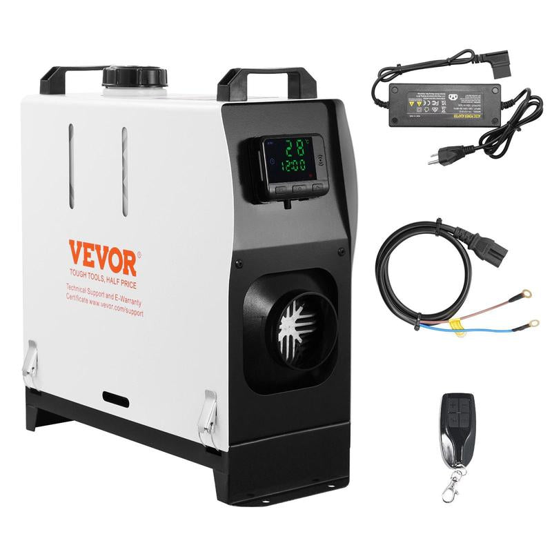 VEVOR 5-8KW Diesel Air Heater 110V Adapter and DC12V T-Shaped Plug External Wiring, All in One with Remote Control and LCD Screen, Fast Heating Low Noise, Portable Parking Diesel Heater for Truck Van RV Trailer Camper and Indoors