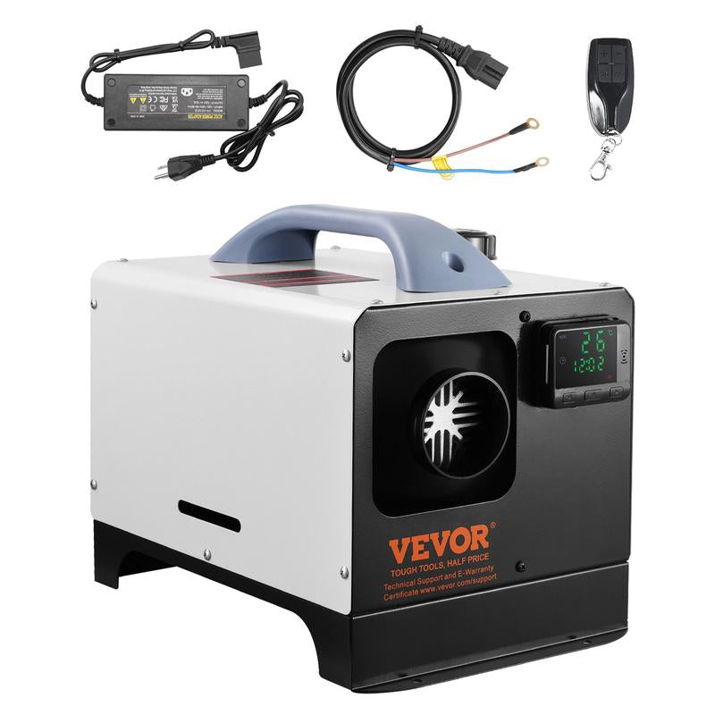 VEVOR 5-8KW Diesel Air Heater 110V Adapter and DC12V T-Shaped Plug External Wiring, All in One with Remote Control and LCD Screen, Fast Heating Low Noise, Portable Parking Diesel Heater for Truck Van RV Trailer Camper and Indoors