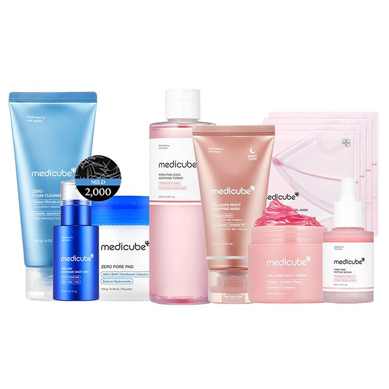 [Medicube] Affordable Glass Glow Skincare Set | Includes 8 TOP-SELLING Products for Gentle Skin Renewal