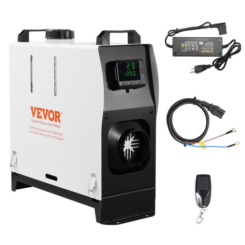 VEVOR 5-8KW Diesel Air Heater 110V Adapter and DC12V T-Shaped Plug External Wiring, All in One with Remote Control and LCD Screen, Fast Heating Low Noise, Portable Parking Diesel Heater for Truck Van RV Trailer Camper and Indoors