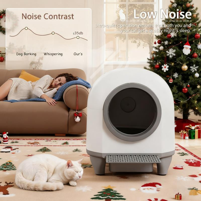 Warcat Smart Low-Noise Auto-Cleaning Litter Box 90L Self Cleaning Cat Litter Box App-Controlled via 2.4G Wifi with 10 Smart Sensors, Safety Protection, Easy Maintenance, Easy Setup & Clean Tiktokshopblackfriday