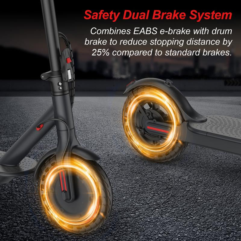 Electric Scooter – 19 MPH Max Speed, with Seat and Luggage Box, 8.5" Honeycomb Solid Tires, 350W Motor, 12 Miles Range, Foldable Design, Dual Braking System & App Control