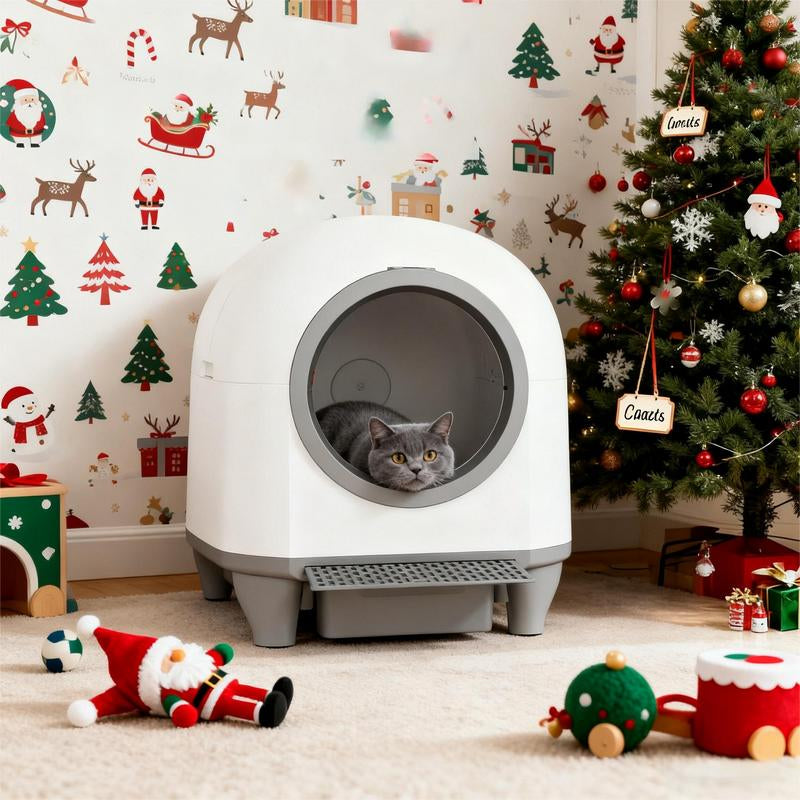 Warcat Smart Low-Noise Auto-Cleaning Litter Box 90L Self Cleaning Cat Litter Box App-Controlled via 2.4G Wifi with 10 Smart Sensors, Safety Protection, Easy Maintenance, Easy Setup & Clean Tiktokshopblackfriday