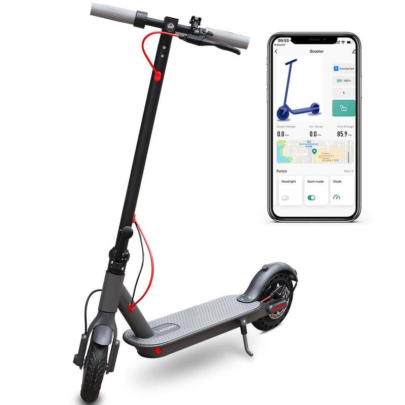 Electric Scooter – 19 MPH Max Speed, with Seat and Luggage Box, 8.5" Honeycomb Solid Tires, 350W Motor, 12 Miles Range, Foldable Design, Dual Braking System & App Control