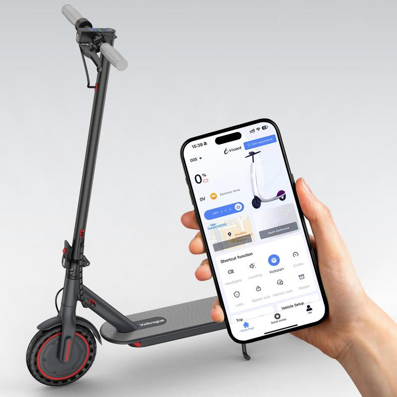 Electric Scooter – 19 MPH Max Speed, with Seat and Luggage Box, 8.5" Honeycomb Solid Tires, 350W Motor, 12 Miles Range, Foldable Design, Dual Braking System & App Control