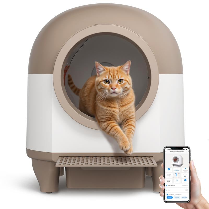 Warcat Smart Low-Noise Auto-Cleaning Litter Box 90L Self Cleaning Cat Litter Box App-Controlled via 2.4G Wifi with 10 Smart Sensors, Safety Protection, Easy Maintenance, Easy Setup & Clean Tiktokshopblackfriday